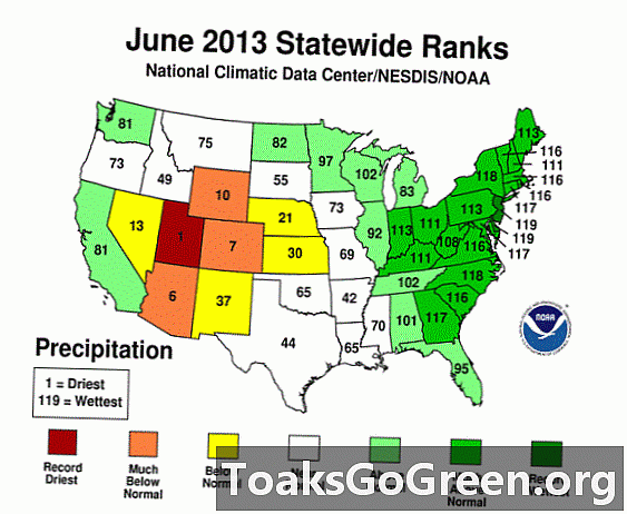 En Estados Unidos, junio de 2013 ocupó el 15 de junio más cálido registrado