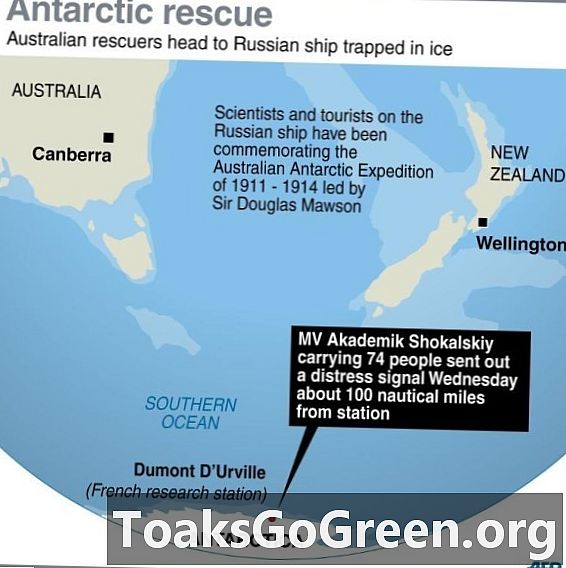 Festgefahrene Rettung für vereistes Schiff in der Antarktis