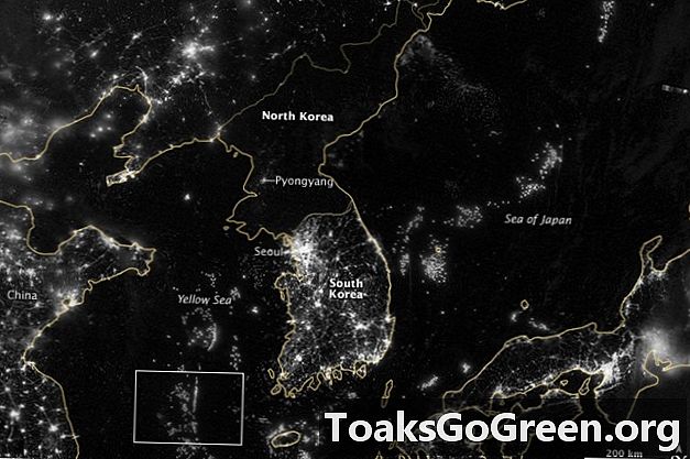 Uitzicht vanuit de ruimte: Noord-Korea en Zuid-Korea