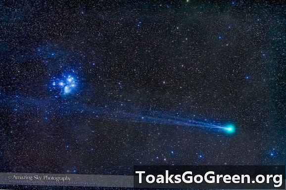 Cometa Lovejoy a trecut aseară lângă Pleiadele