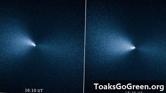 Hubble vohuni kometov vrteči se curek