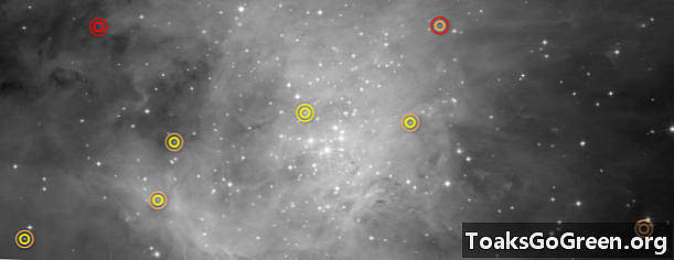 허블 망원경, 오리온 성운에서 별이 빛나는 물체 찾기