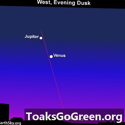 Panduan ilustrasi untuk konjungsi Venus dan Jupiter pada bulan Mac 2012