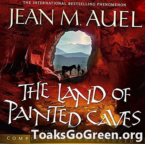 Jean Auel em cavernas pintadas e escrevendo sobre a vida na idade da pedra