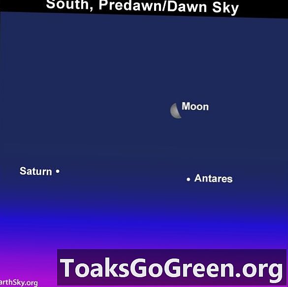 Луна, Антарес, Сатурн в началото на неделя