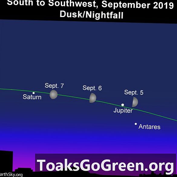 Mėnulis prie Saturno rugsėjo 7 ir 8 dienomis