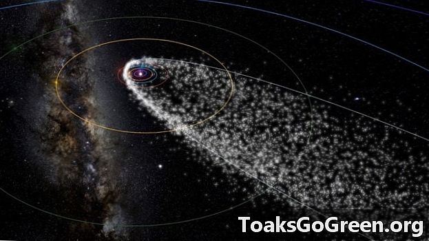 Aliran meteor perseid di ruang angkasa