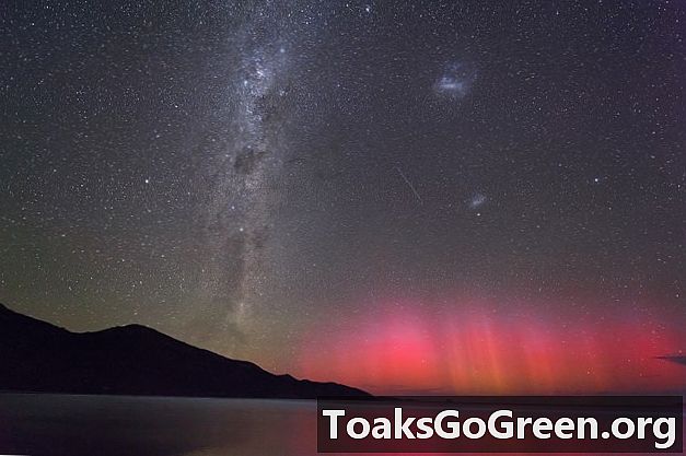 Sjældent foto af aurora australis - sydlys - og bioluminescens