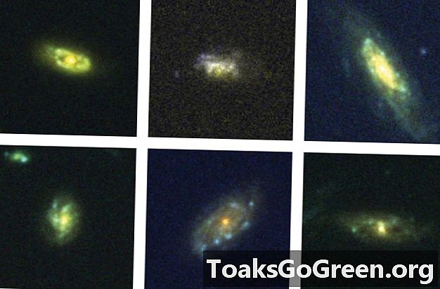 Шест галактики, уловени в залавяне на звездни съставки