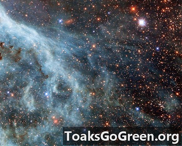 Mga turkesa na naka-tinted na plume sa Malaking Magellanic Cloud
