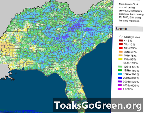 2013 년에 극심한 강우량이있는 미국 남동부