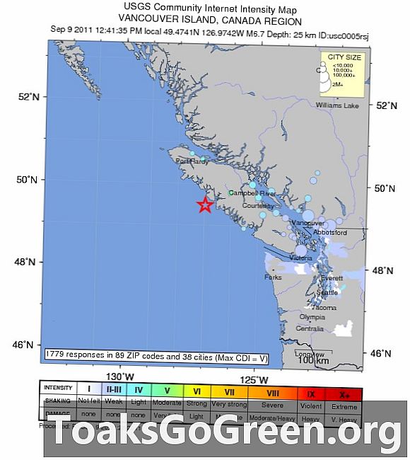 캐나다 밴쿠버 섬의 6.4 규모의 지진