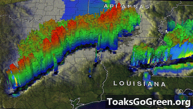 Uitzicht vanuit de ruimte: Texas-tornado's in 3D