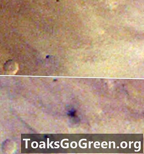 לפני ואחרי תמונות של מכתש חדש על מאדים