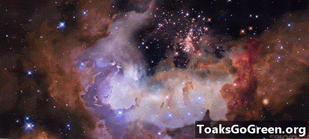 Vlieg door het 25-jarig jubileumbeeld van Hubble