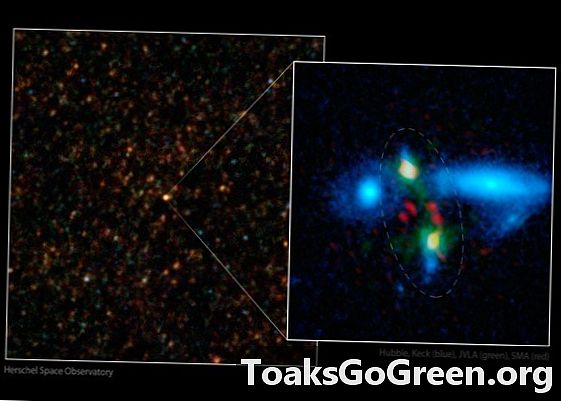 Sällsynt, massiv sammanslagning av två avlägsna galaxer